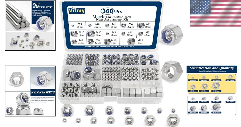 Stainless Steel Metric Hex Nuts & Locknuts Kit