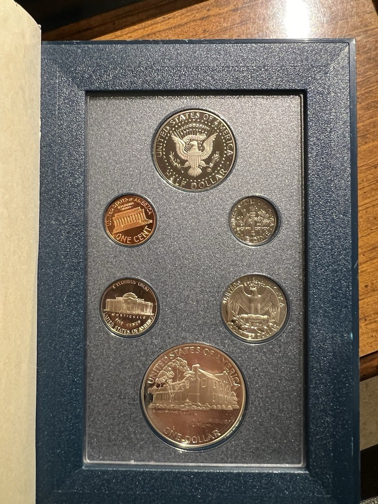 1990 US Mint Prestige Set Featuring Eisenhower Centennial 90% Silver Dollar COA
