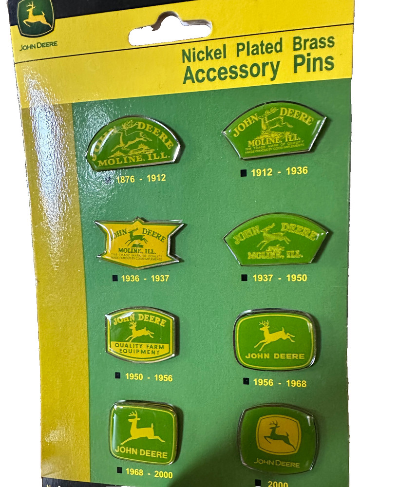 John Deere Nickel Plated Brass Accessory Pins- 8 Pins