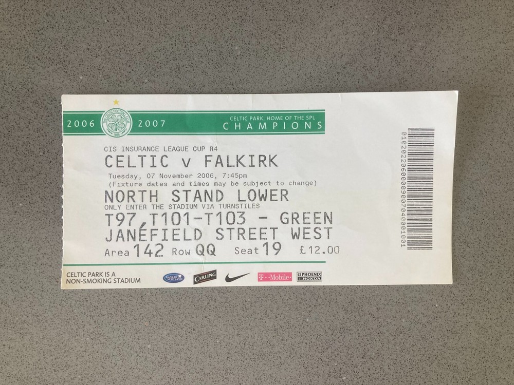 Celtic v Falkirk 2006-07 Match Ticket