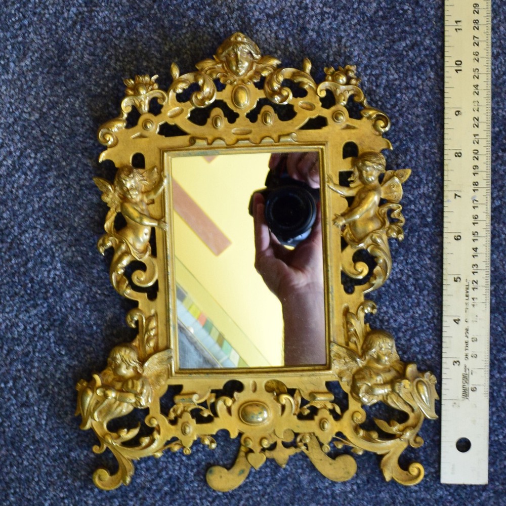 P.E. Guerin Antique Brass Mirrors - 8.5" x 11", Two Frames, No. 523