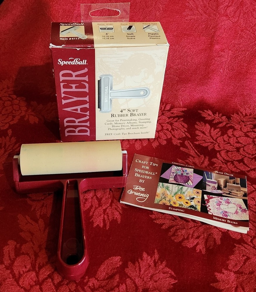 Speedball Brayer 4" Soft Rubber Roller Magenta Plastic Frame Item #4117