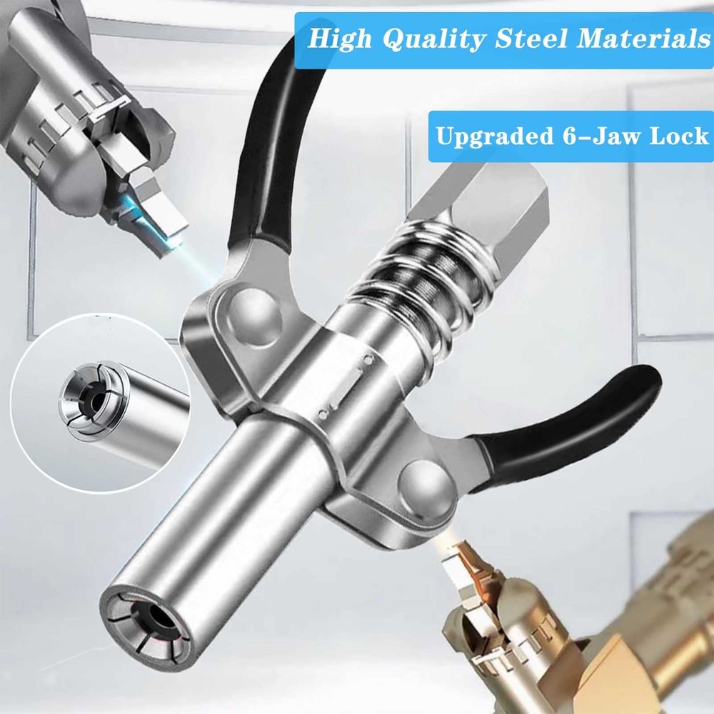 Grease Gun Coupler Tip Quick Lock Black leather double handle 2