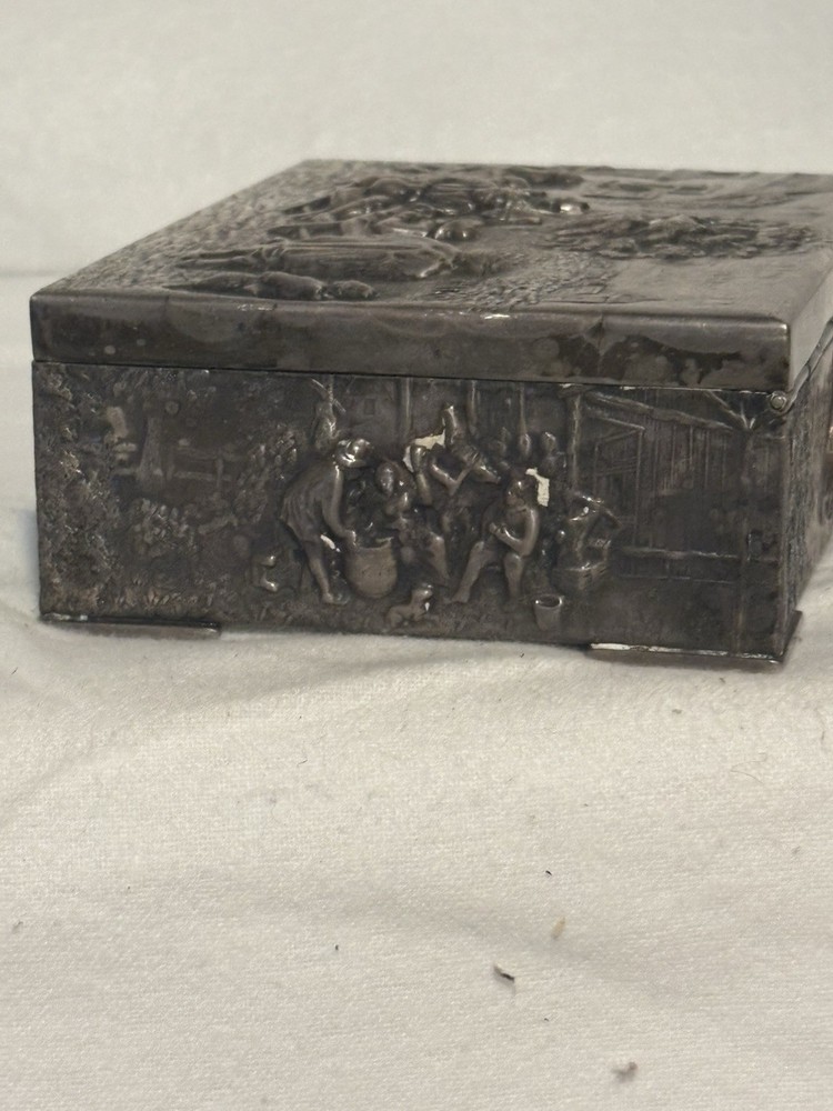 Silver Plated Embossed Box with Cedar-Lined Interior 1920s Hans Jensen Repousse