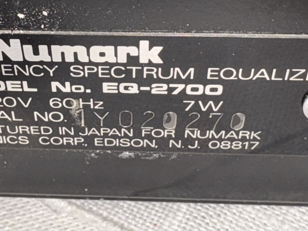 Numark EQ-2700 Stereo Frequency Spectrum Equalizer 10-Band