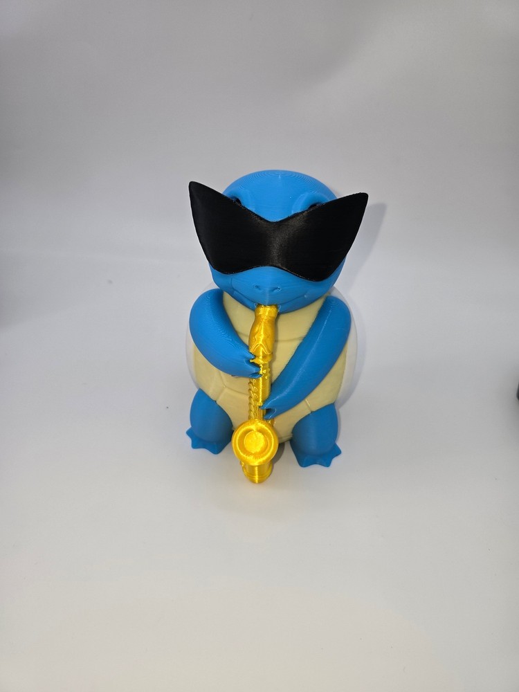 Squirtle w/ Saxophone 3D Printed