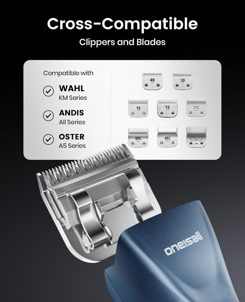 Professional Cordless Dog Clippers with Metal Combs