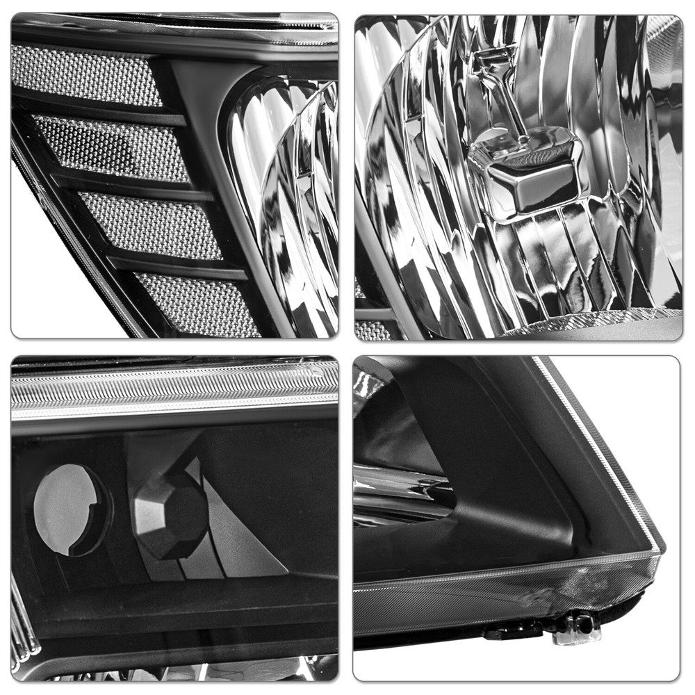 For 2009-2018 Dodge Journey Headlight Black Clear Corner Headlamp Left&Right 2PC