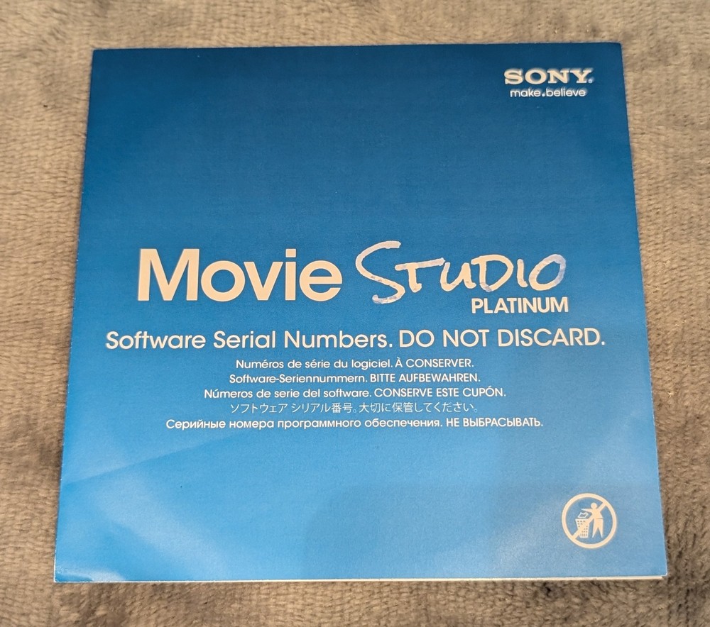 SONY Movie Studio Platinum Application Disc Software With Serial Numbers