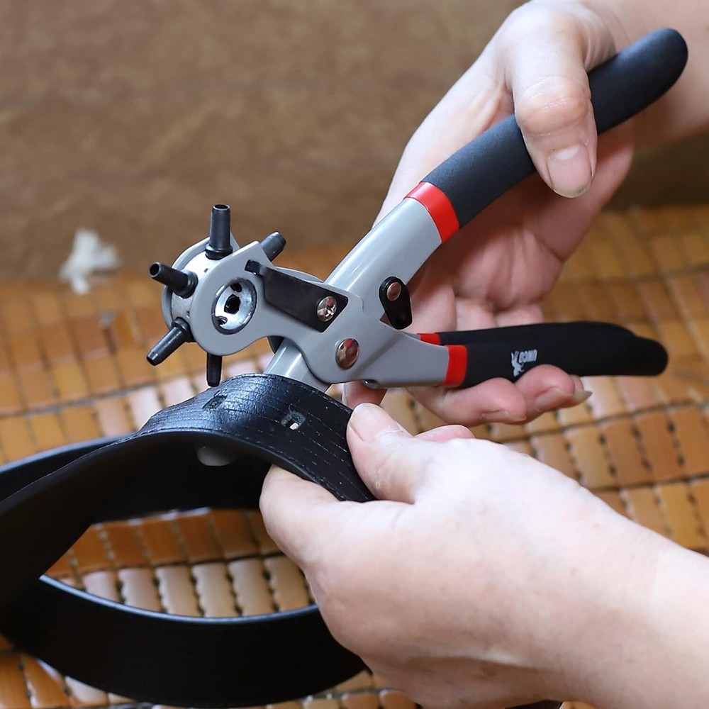 Compact Leather Hole Punch Tool - 6 Sizes, Ergonomic Handle for Ultimate Comfort