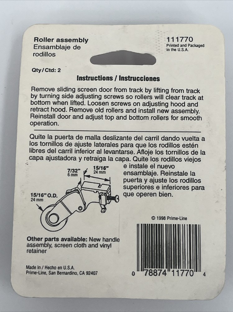2 Pack Screen Door Hardware Replacement Kit Slide-Co 11170 2 Per Package