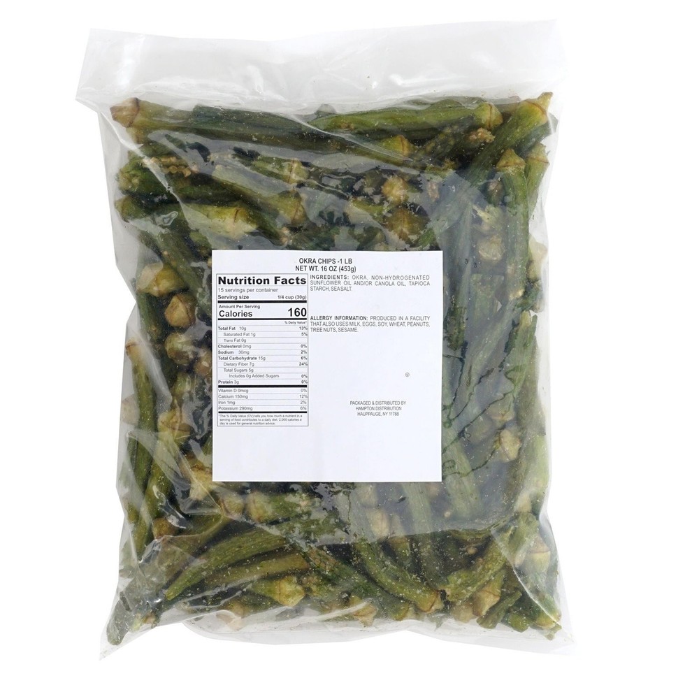 Okra Chips,1 Pound Bag, Veggie Chips, Vegetable Snacks, The Hampton Popcorn &...