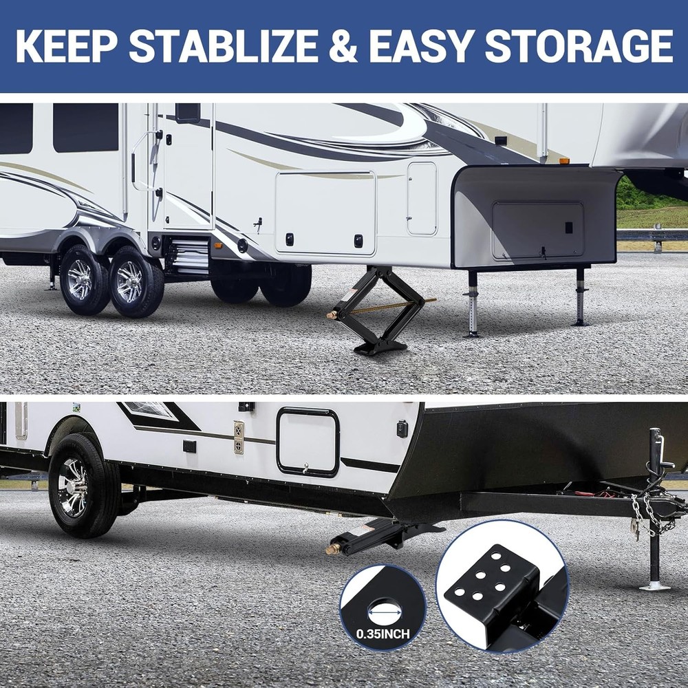 24" RV Scissor Jack 7500lb Leveling Stabilizer with Crank Handle Heavy Duty