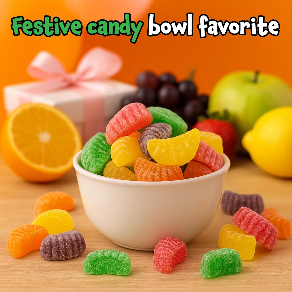 Fruit Slices - 2 Pound Bulk Pack (65 Count) - Assorted Fruit Jelly Candy - Unwra
