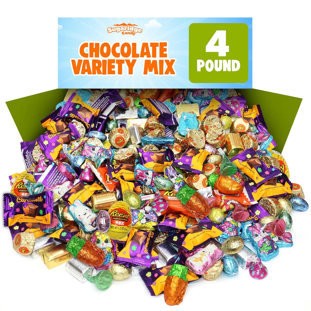 Bulk Easter Chocolate Candy Mix - 4 Pound Assorted Individually Wrapped Chocolat