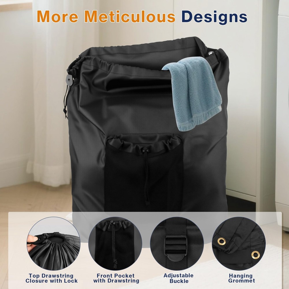 2 Pack Laundry Backpack Bags w/ Adjustable Straps