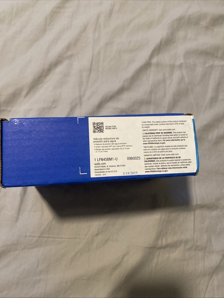 Watts 1 " Fpt Stainless Steel Strainer Copper Pressure reducing valve 2 pack