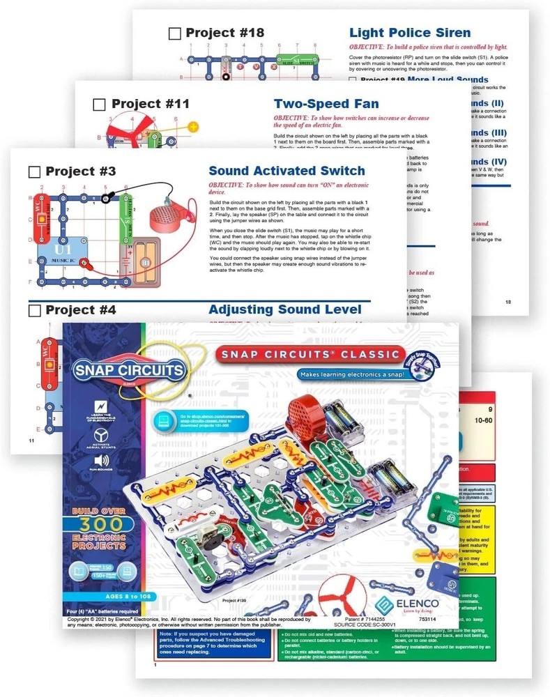 Over 300 STEM Projects Classic Electronics Kit for Kids 8+ - No Tools Required!-