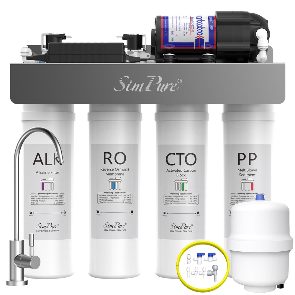 WP2-400GPD Alkaline pH+ RO Reverse Osmosis Filter System+Water Pressure Tank