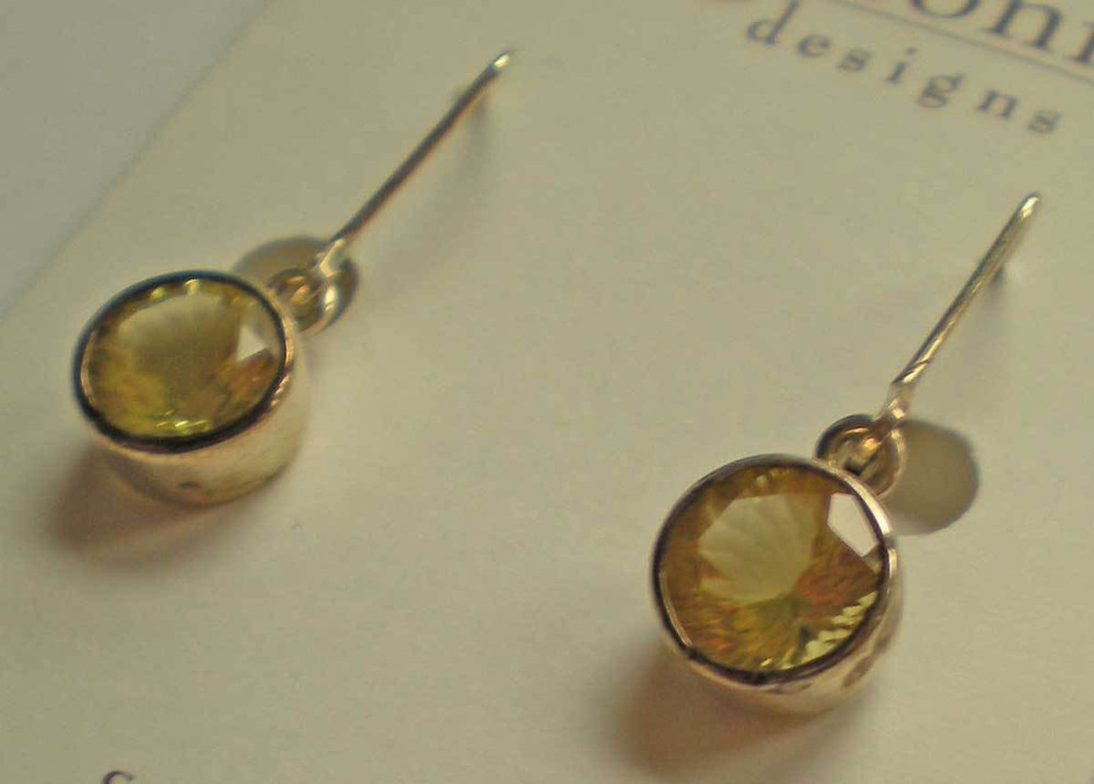 Lemon Quartz Earrings - Sterling Silver j331