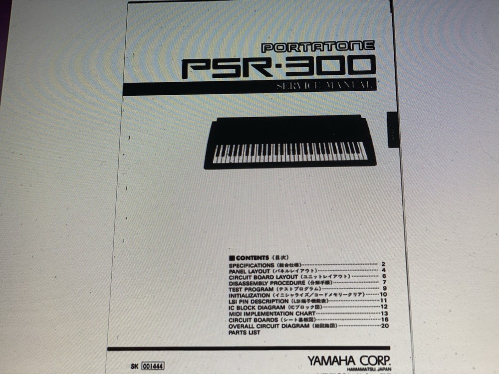 Yamaha Psr-300 Service Manual Digital
