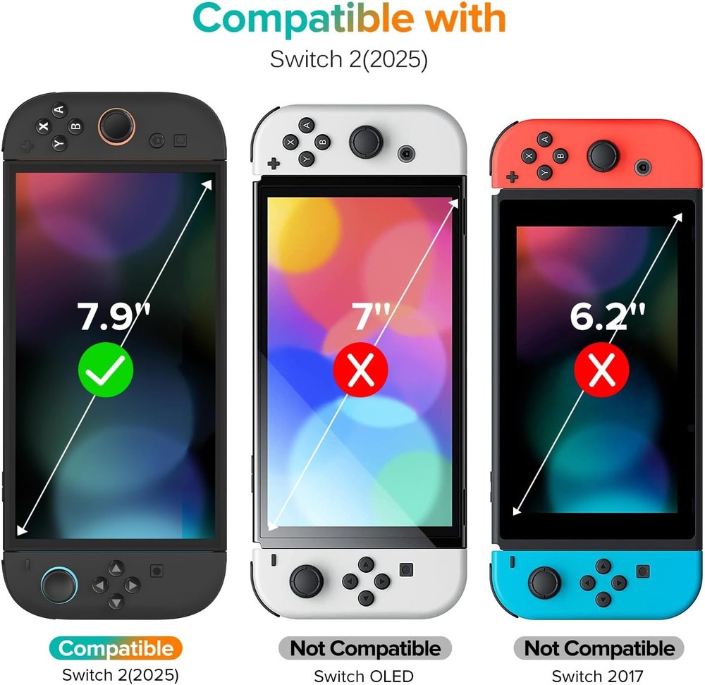 3-Pack Tempered Glass Screen Protector for Nintendo Switch 2 (2025)
