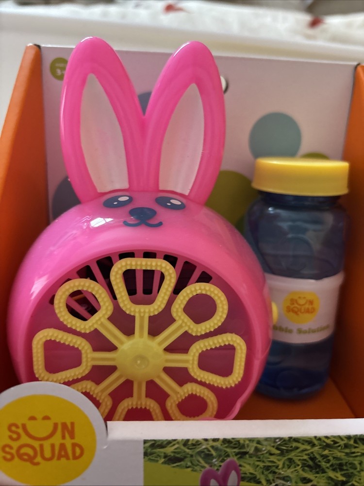 Sun Squad Pink Bunny Bubble Machine with Bubble Solution Brand New Ages 3+