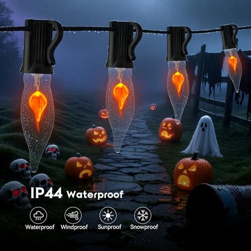 25-Pack Flickering Flame Light Bulbs, E12 Gothic, Themed, Whimsical, Mysterious