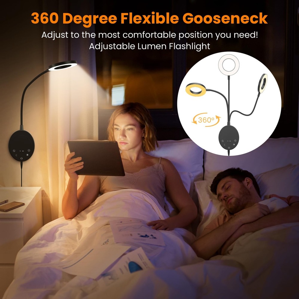Wall Mounted Reading Light,Bedside Headboard Lights with 5 Color Temperature ...
