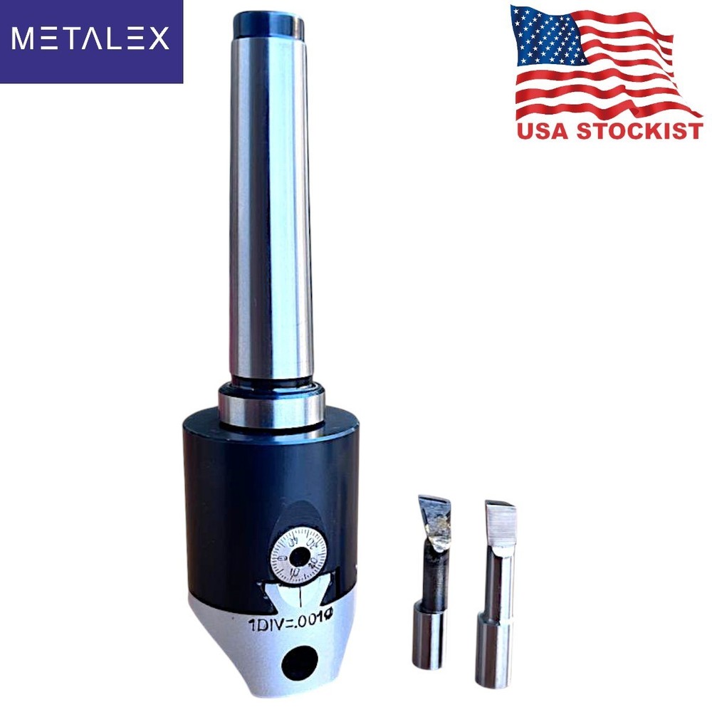 1.5" Precision Adjustable Boring Head Set With MT2 Shank & HSS Carbide Tool Bit