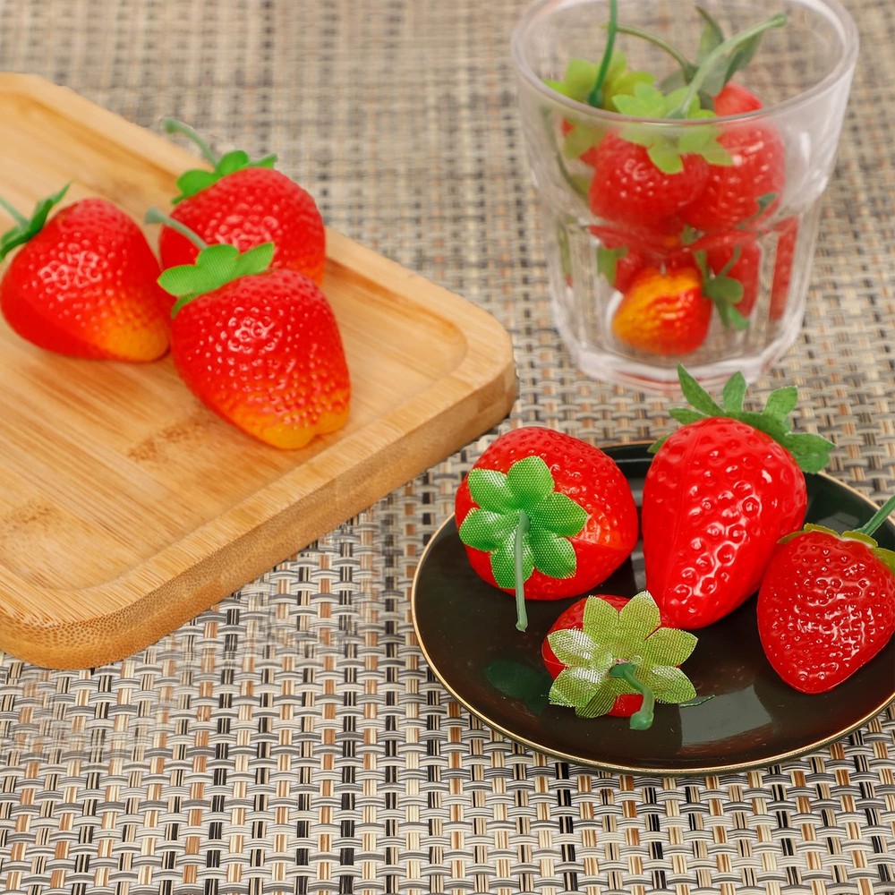Happy Trees 30 Pieces Artificial Strawberries Assorted Size,