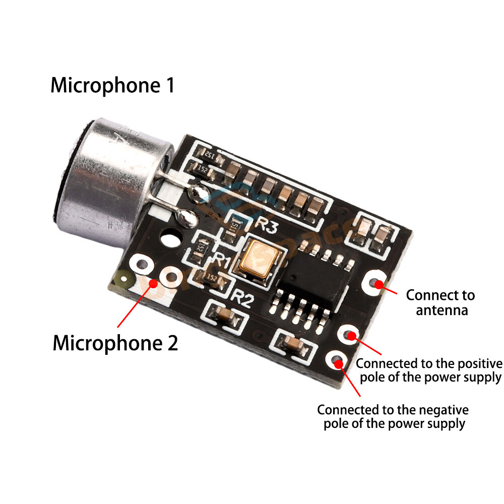 Wireless 88.7MHz Microphone FM 10dBm transmitter module support Dual-CH Stereo