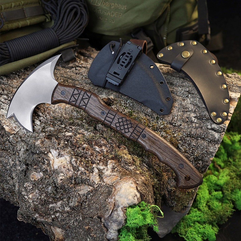 Tomahawk Axe Throwing Hatchet Tactical Tool with Oak wood Handle Optional Sheath