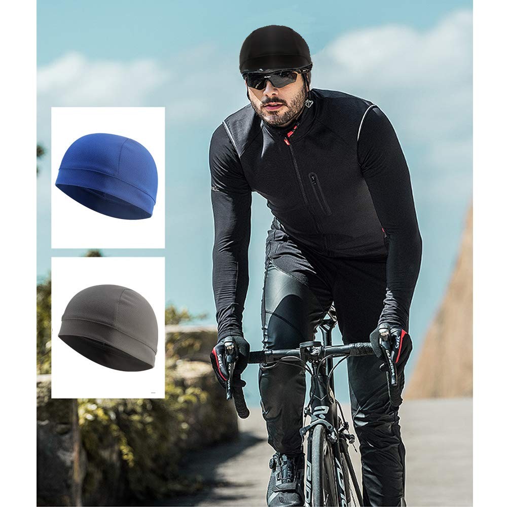 3 Pack Cooling Skull Cap Helmet Liner Sweat Medium, Black,royal Blue,grey