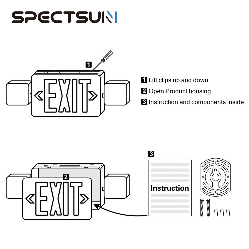 UL Listed-1 Pack Red Led Exit Sign Lights Combo with Battery For Led Exit Light.