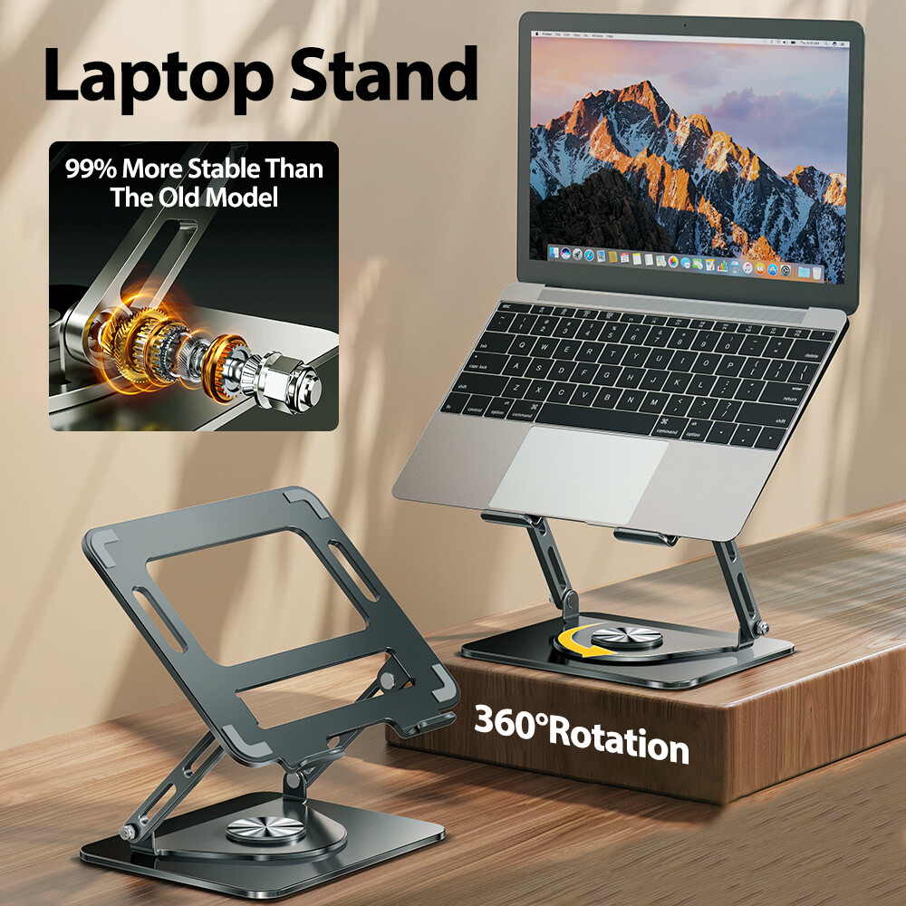 Ergonomic Foldable Laptop Riser Holder Stand Adjustable w/ 360° Rotating Bracket