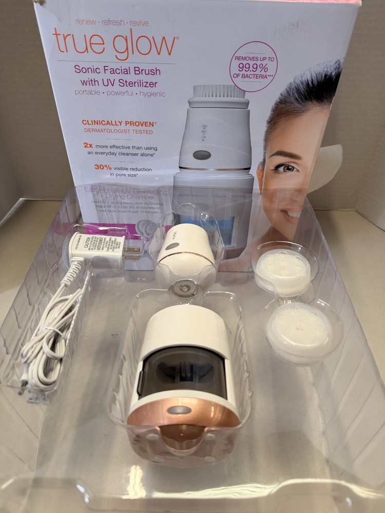 Conair True Glow Sonic Vibration Face Cleansing Brush with UV Sterilizer ~