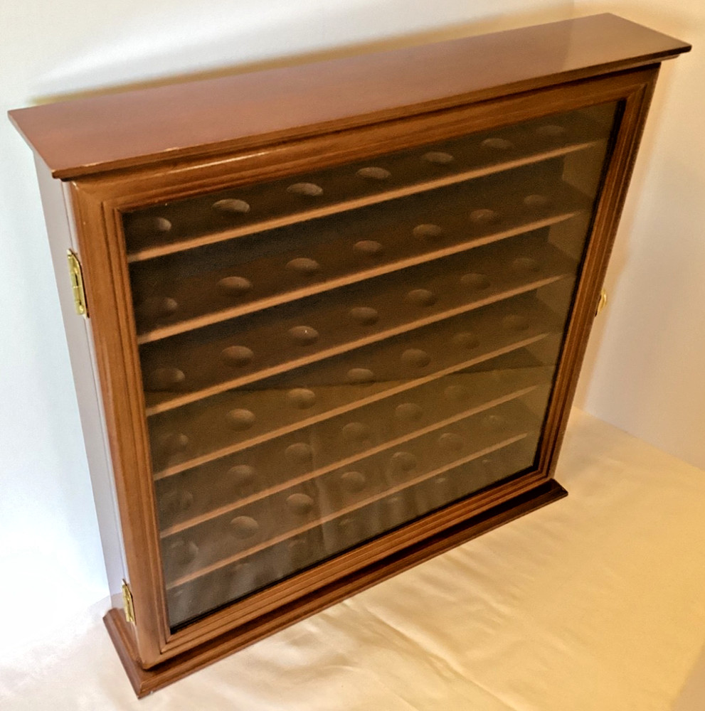 49 Golf Ball Display Case Cabinet Wall Rack Holder Solid Wood Frame
