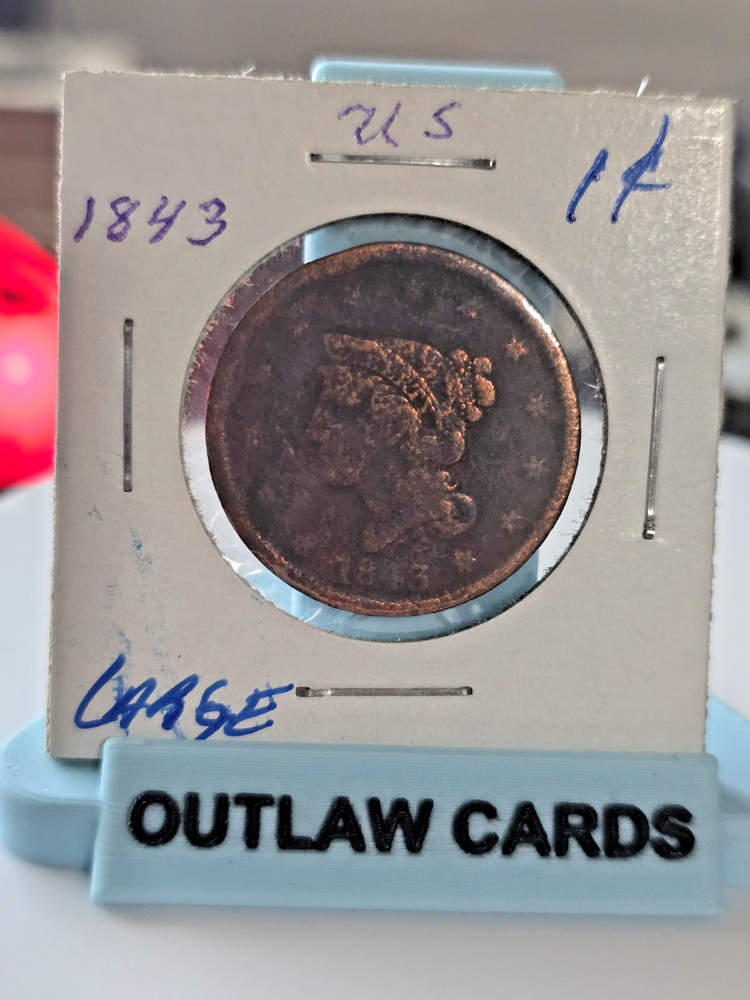 1843 US CORONET LARGE 1 CENT COIN