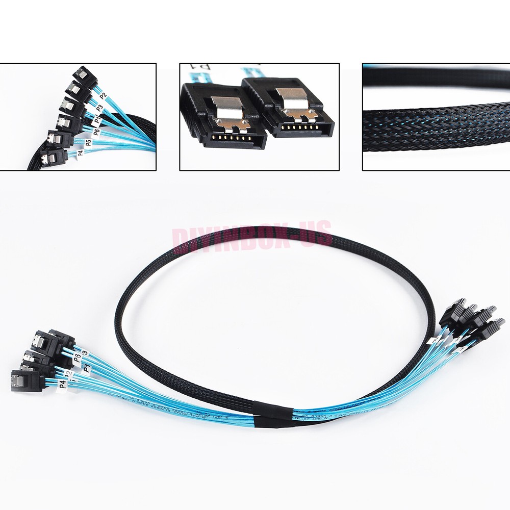 SSD 6 SATA 7pin to 6 SATA 7pin Target Hard Disk 6Gbps Data Server Raid Cable 1M
