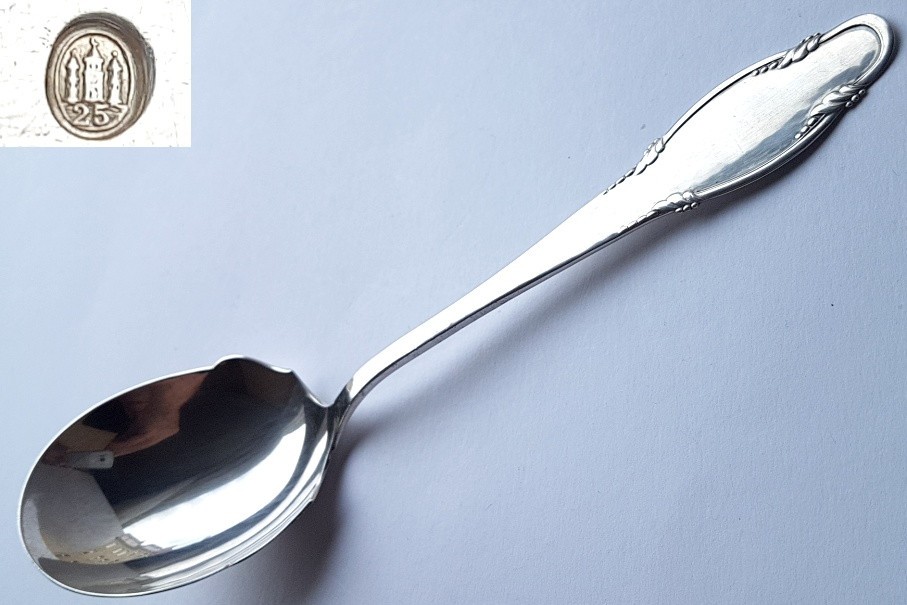 Large Serving Spoon/ Serving Spoon, Denmark, 830 Silver, circa 1925 K795