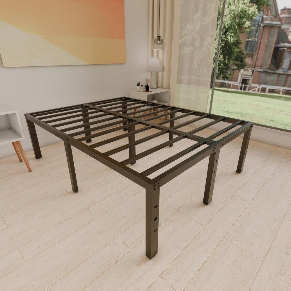 18 Inch Metal Full Size Bed Frame No Box Spring Needed - Easy Assembly Heavy ...