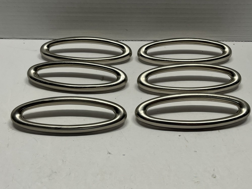 Vintage Lot (6) NOS  Chrome Oval Fixed Drawer Pulls
