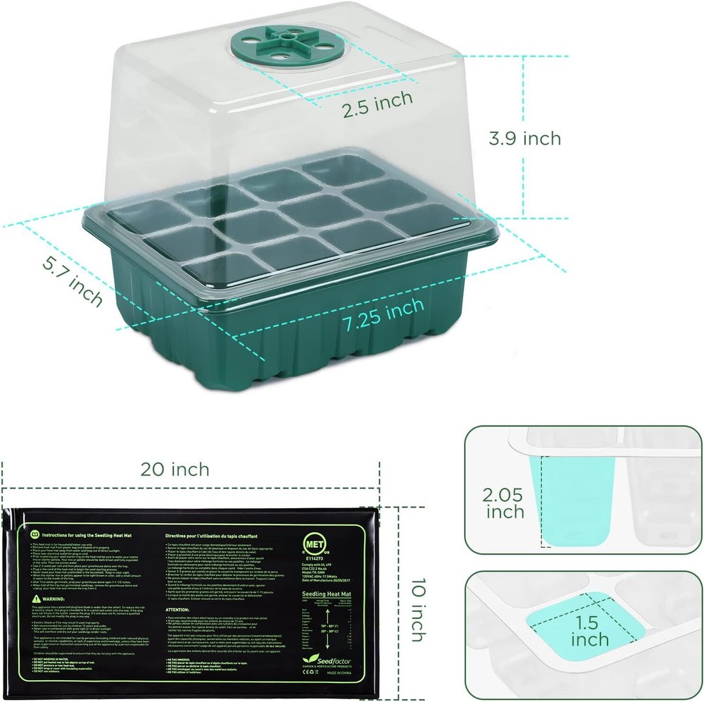 Seedfactor Plant Germination Trays Adjust Humidity Dome SeedTray SeedlingStarter