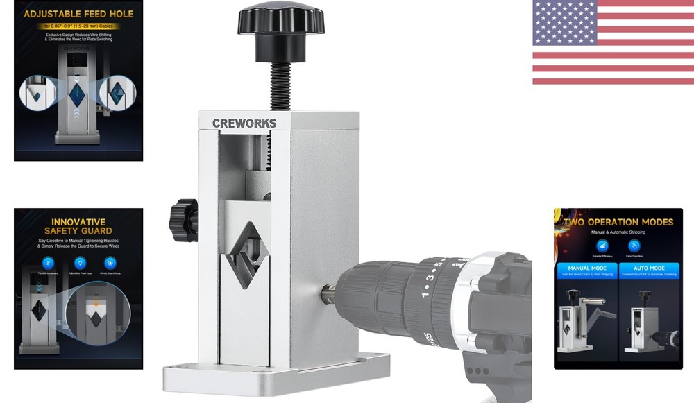 Manual Wire Stripping Machine - Adjustable Feed Hole - Portable Cable Stripper