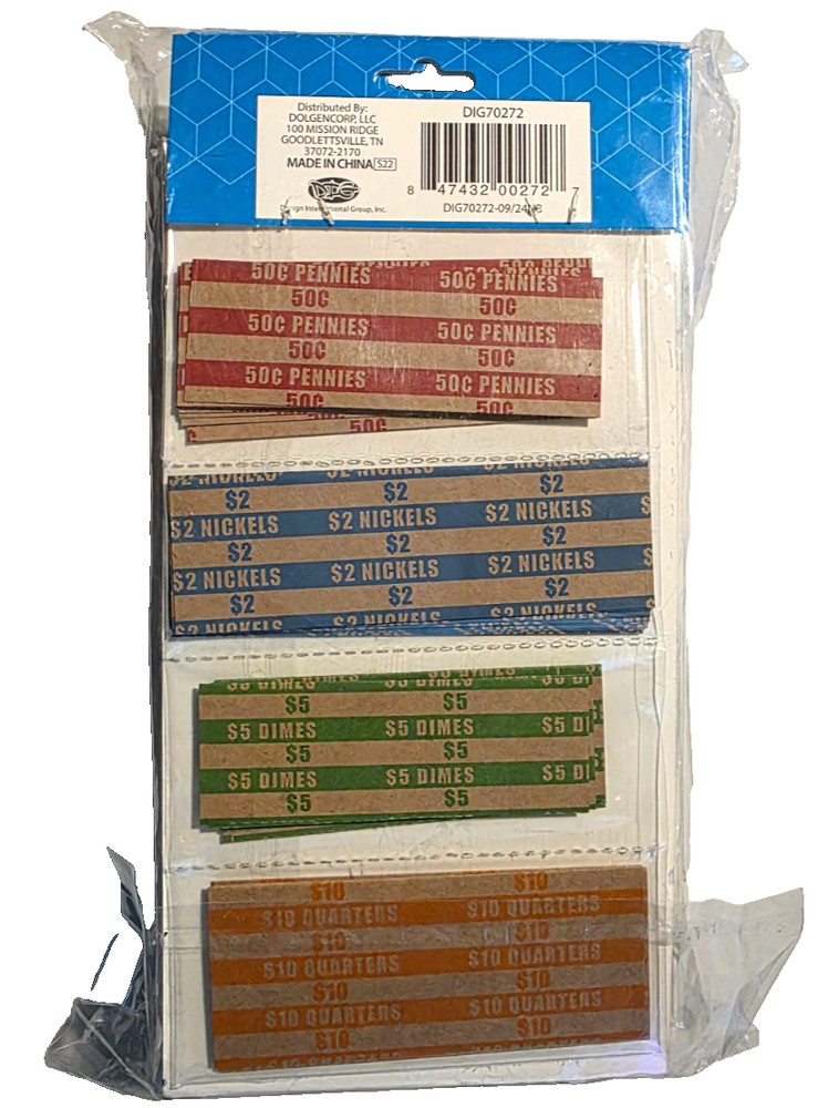 Write Co 480 PCS Assorted Flat Coin Roll Wrappers