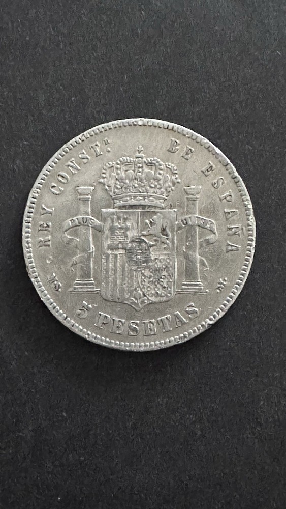 5 Pesetas 1885 Spain Silver