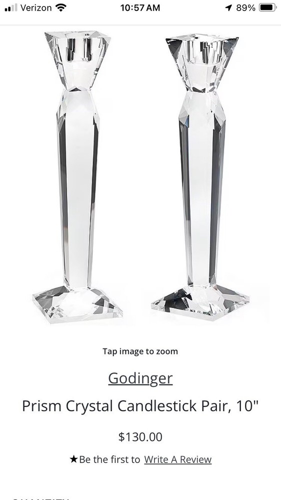Godinger 10” Crystal candlesticks