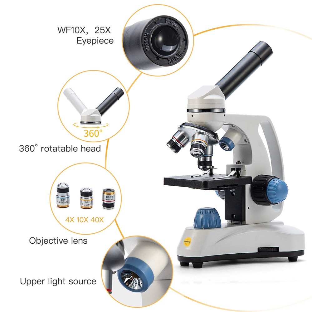 Microscope SW150,Compound Student Microscope,40X-1000X,Monocular Head,Coarse ...