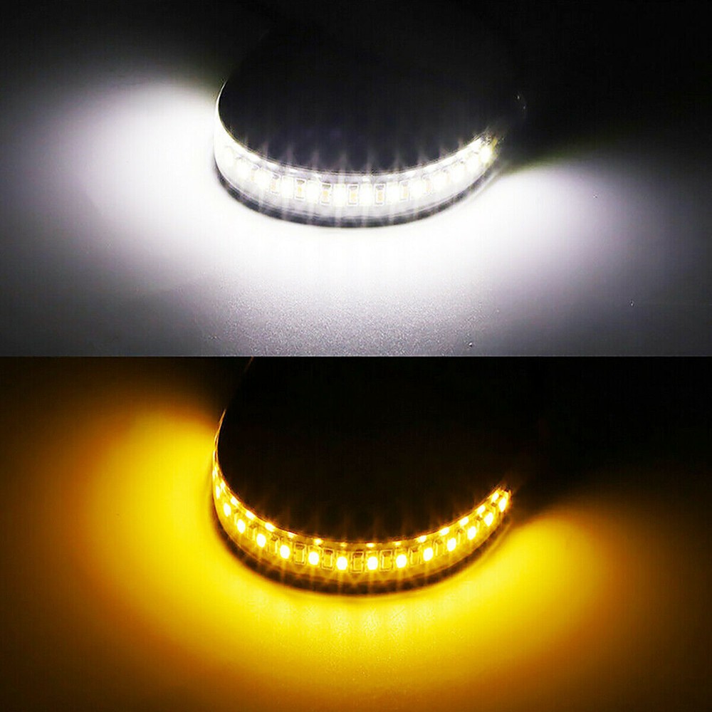 Pair Motorcycle White/Amber Switchback LED Fork Turn Signal DRL Light Strips US